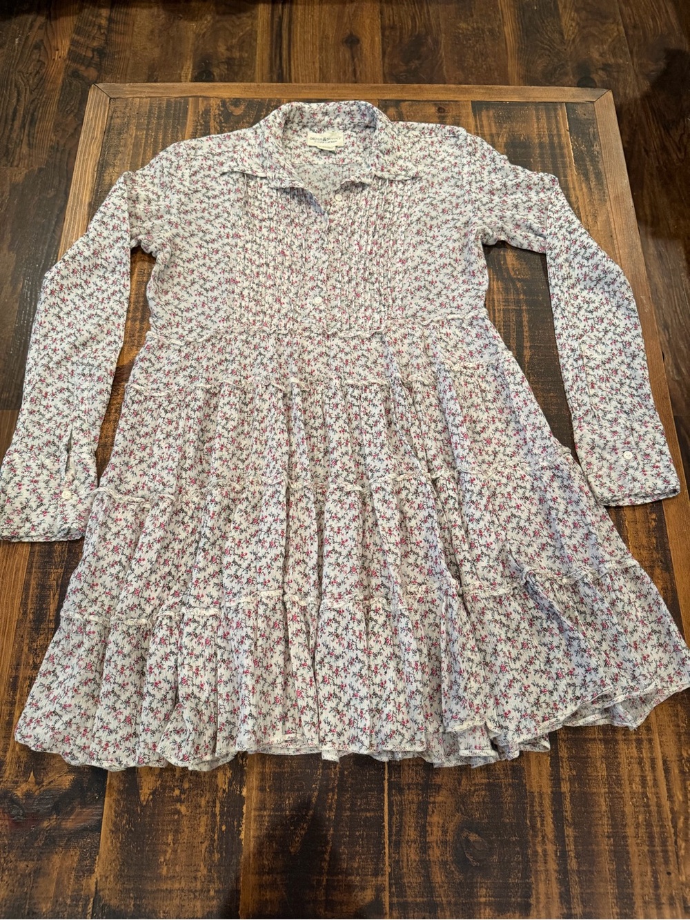 Denim & Supply Ralph Lauren White Mini Dress with Pink Floral Pattern